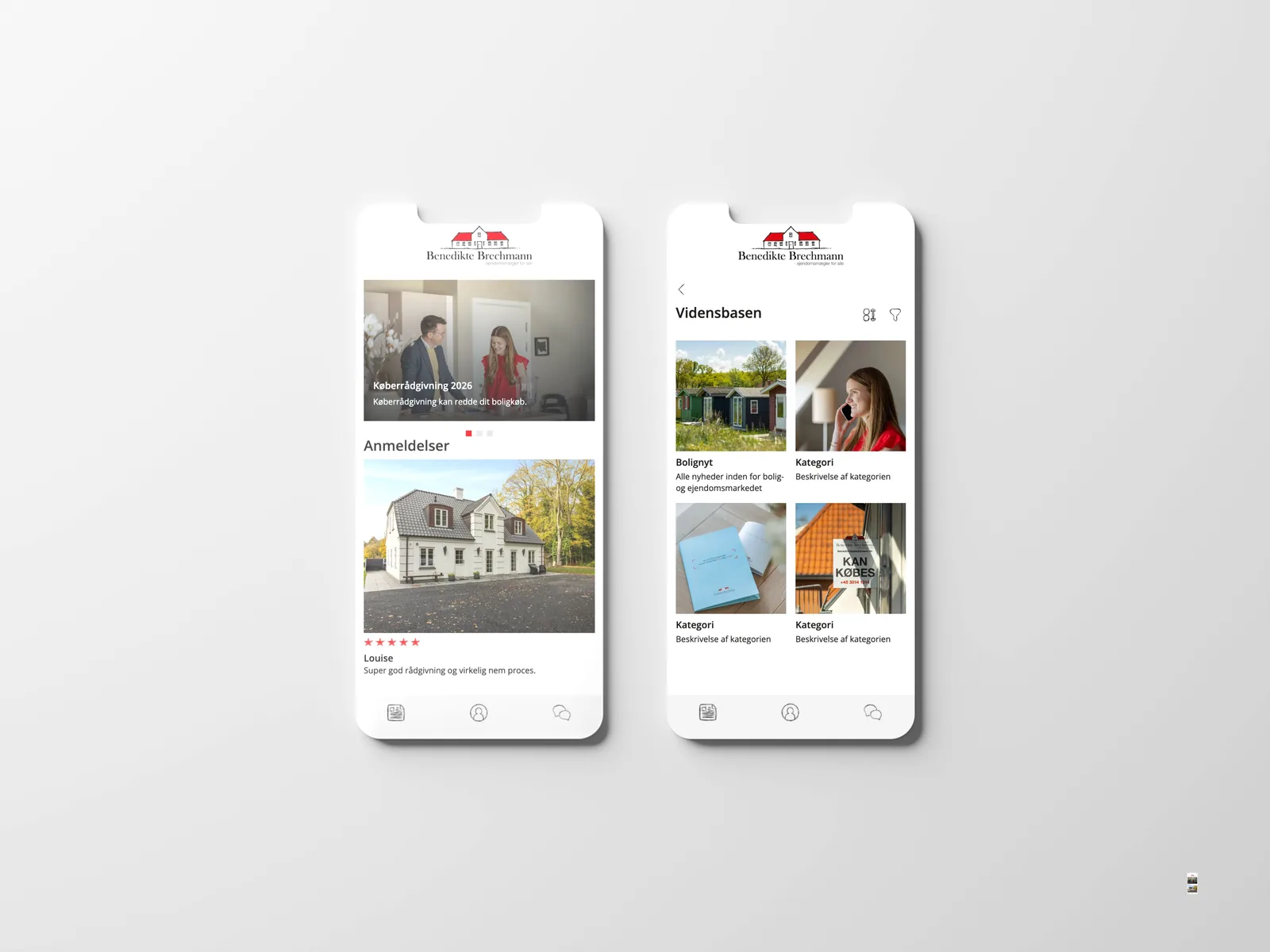 KøberGuiden app vist på to telefoner